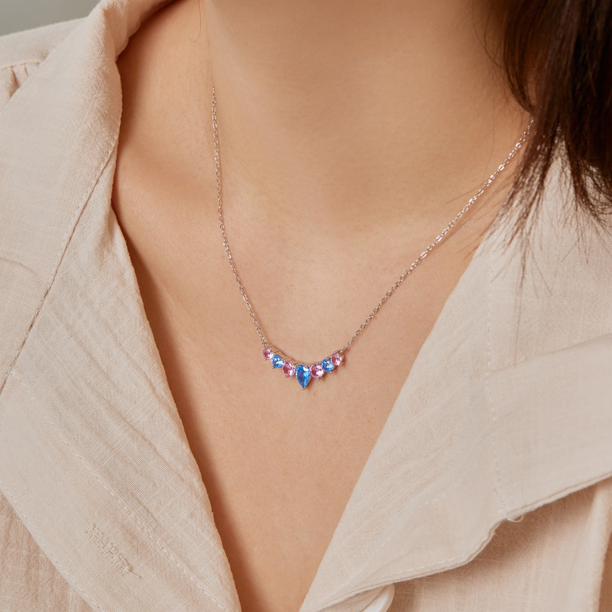 [Noble Jewelry]Dainty Colorful Heart Necklace