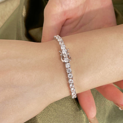 [Noble Jewelry]Luxurious Ornate Round Cut Tennis Bracelet