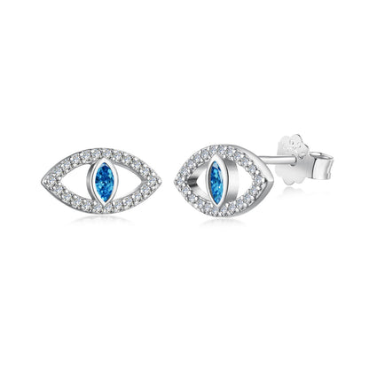 [Noble Jewelry]Blue Devil Eyes Hollow Stud Earrings