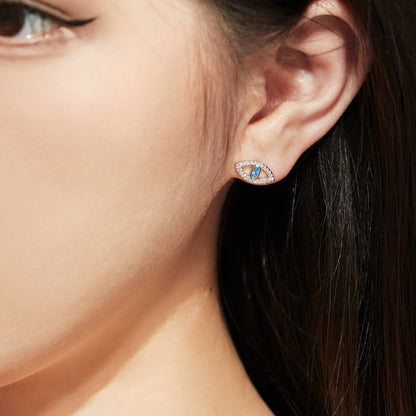 [Noble Jewelry]Blue Devil Eyes Hollow Stud Earrings