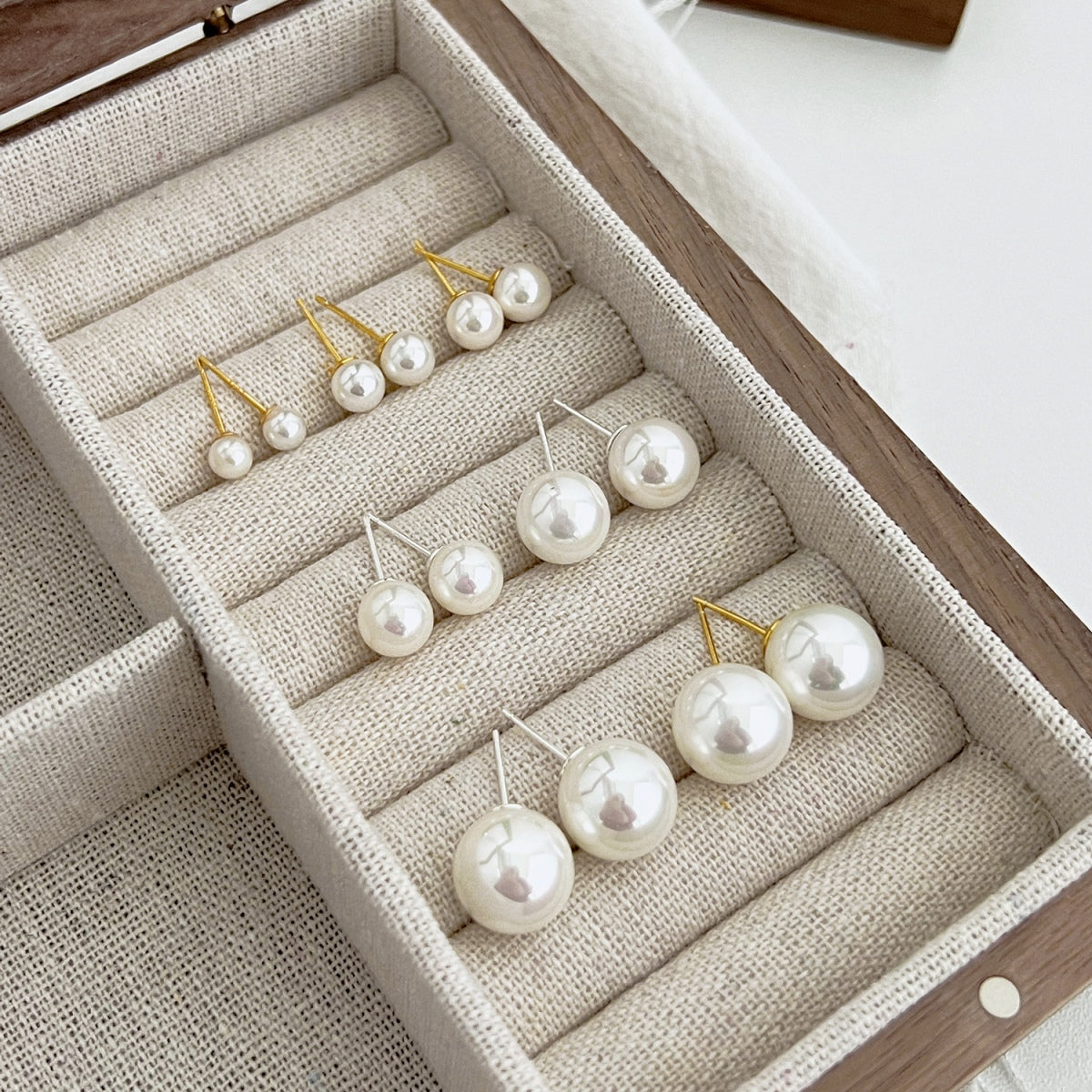 [Noble Jewelry]Delicate Pearl Earrings