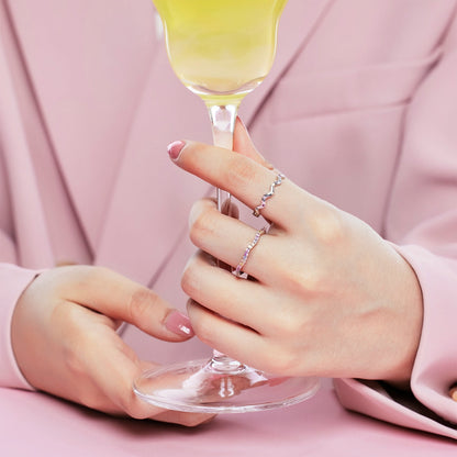 [Noble Jewelry]Dainty Colorful Round Cut Party Ring