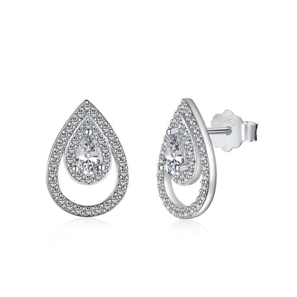 [Noble Jewelry]Sparkling Delicate Water Drop Shape Daily Earrings