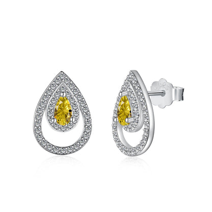 [Noble Jewelry]Sparkling Delicate Water Drop Shape Daily Earrings