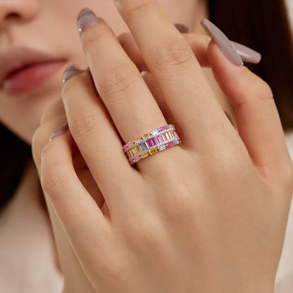 [Noble Jewelry]Dazzling Colorful Radiant Cut Party Ring