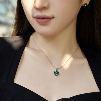 [Noble Jewelry]Heart-Shaped Four-Leaf Clover Bead Necklace