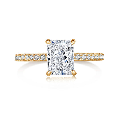 [Noble Jewelry]2.0 Carat Dazzling Sparkling Radiant Cut Party Ring