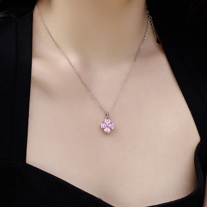 [Noble Jewelry]Heart-Shaped Four-Leaf Clover Bead Necklace