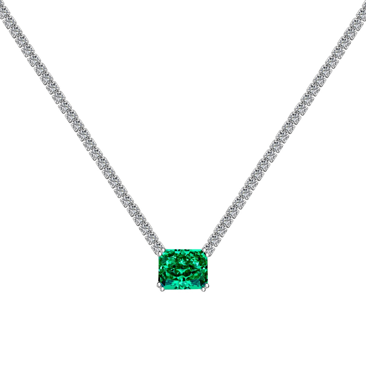 [Noble Jewelry]4.0 Carat Elegant Radiant Cut Necklace