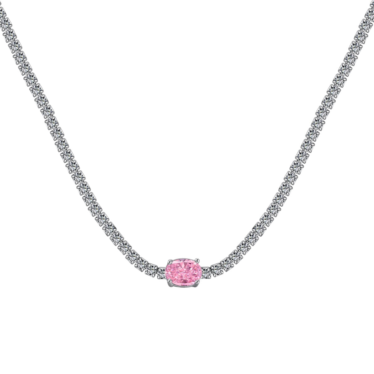 [Noble Jewelry]1.0 Carat Shining Oval Cut Necklace