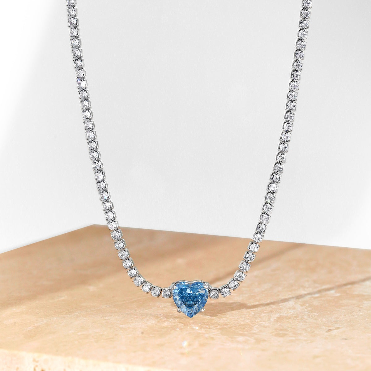 [Noble Jewelry]2.0 Carat Sparkling Tennis Heart Cut Necklace