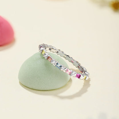 [Noble Jewelry]Charming Colorful Round Cut Daily Ring