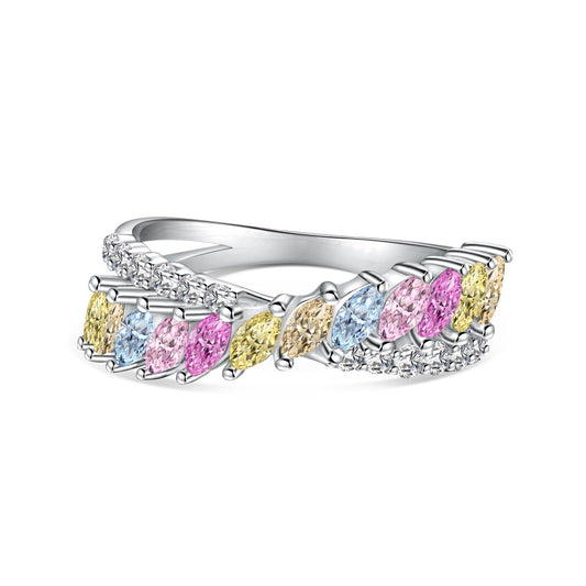 [Noble Jewelry]Unique Colorful Marquise Cut Daily Ring