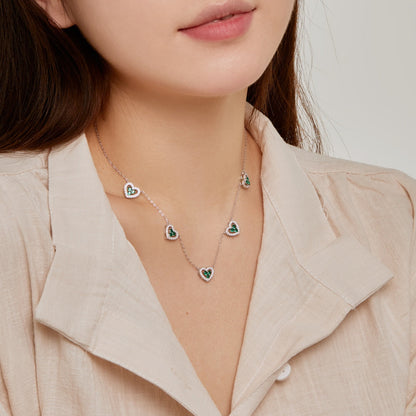 [Noble Jewelry]Sparkling Five Heart Necklace