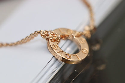 [Noble Jewelry]LOVE NECKLACE ADJUSTABLE ROSE GOLD 2 DIAMOND