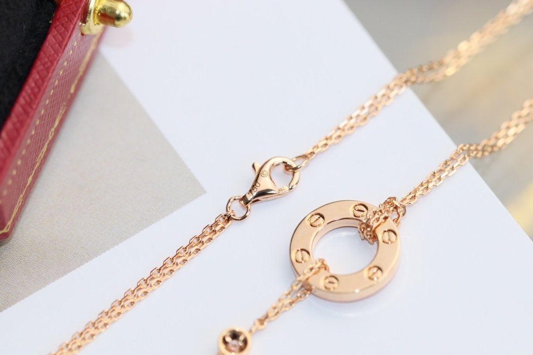 [Noble Jewelry]LOVE NECKLACE ADJUSTABLE ROSE GOLD 2 DIAMOND