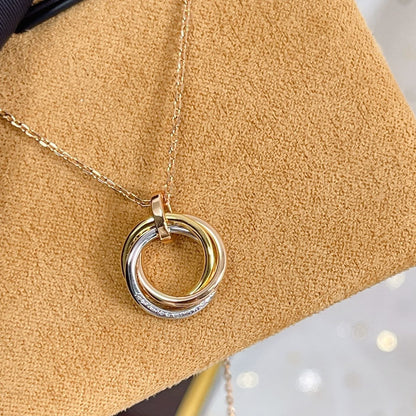 [Noble Jewelry]TRINITY NECKLACE SILVER GOLD PINK GOLD DIAMONDS