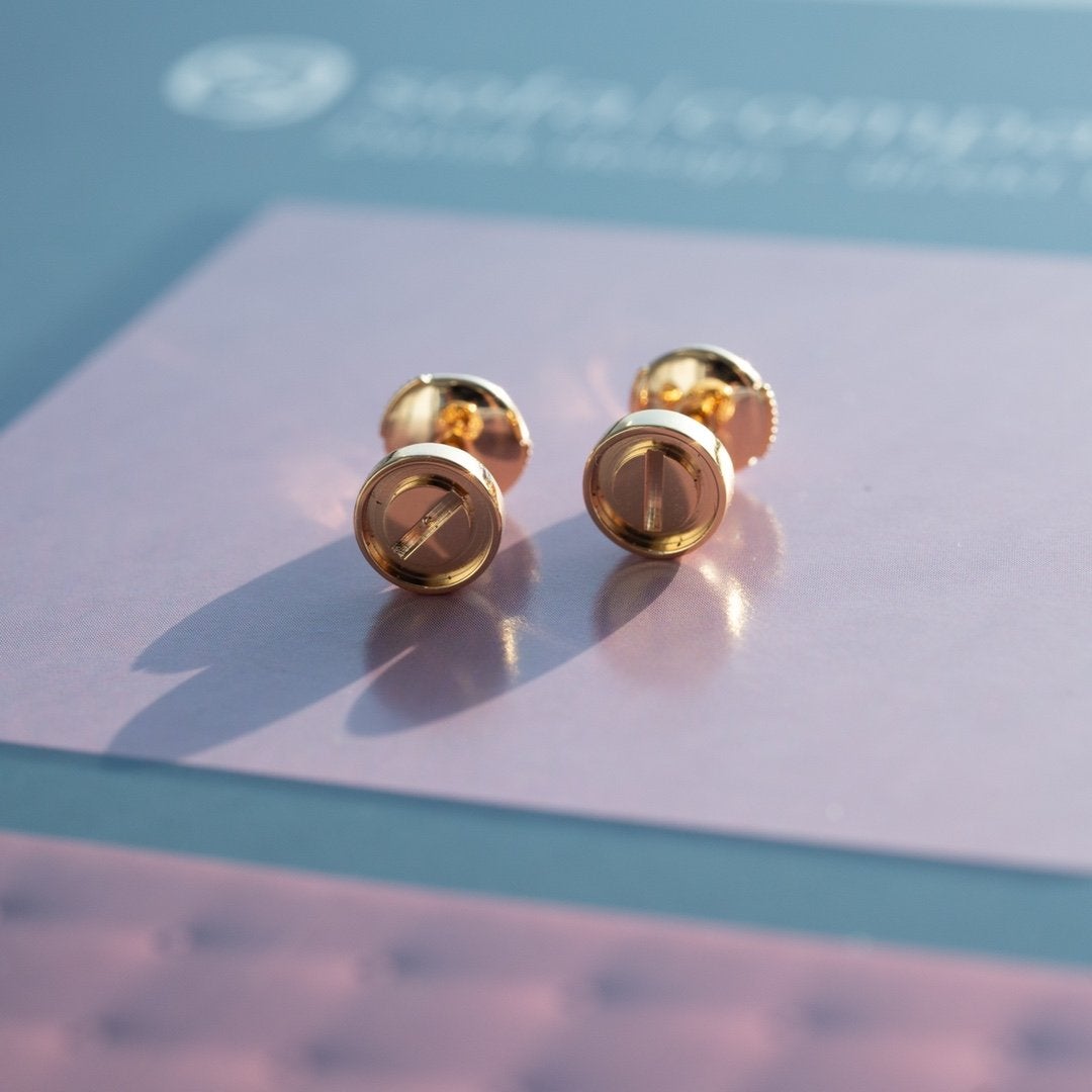 [Noble Jewelry]LOVE EARRINGS PINK GOLD 10MM