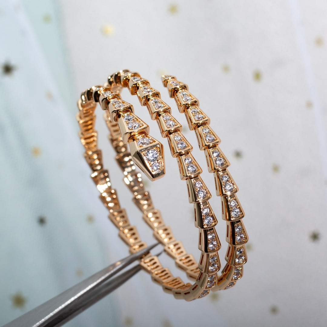 [Noble Jewelry]SERPENTI BRACELET PINK GOLD DIAMOND DOUBLE ROW