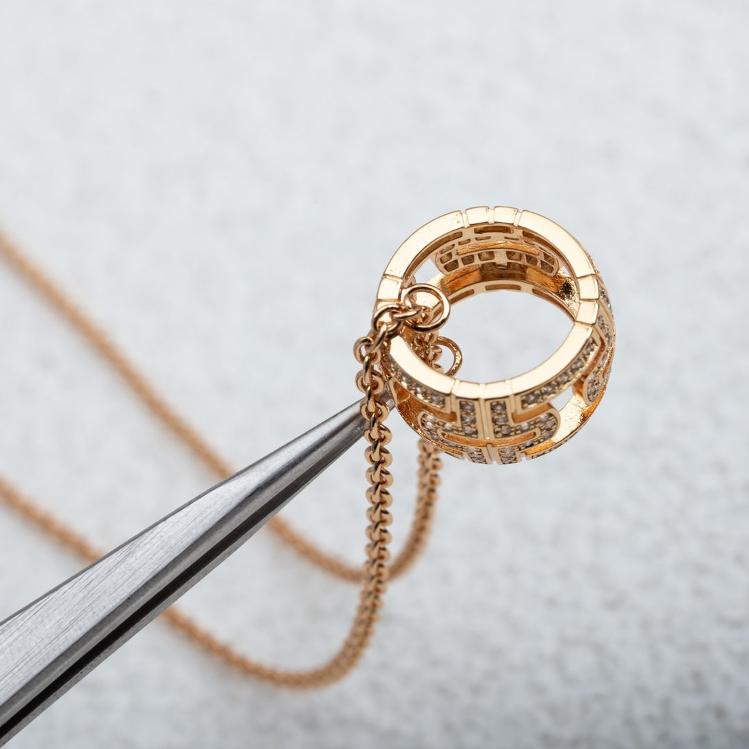 [Noble Jewelry]PARENTESI NECKLACE PINK GOLD DIAMOND