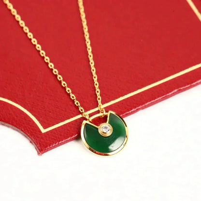 [Noble Jewelry]AMULETTE GOLD MALACHITE NECKLACE