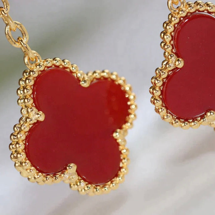 [Noble Jewelry]CLOVER  2 MOTIF  TIGER EYE CARNELIAN EARRINGS