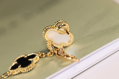 [Noble Jewelry]CLOVER EARRINGS GOLD ONYX MOP 3 MOTIF