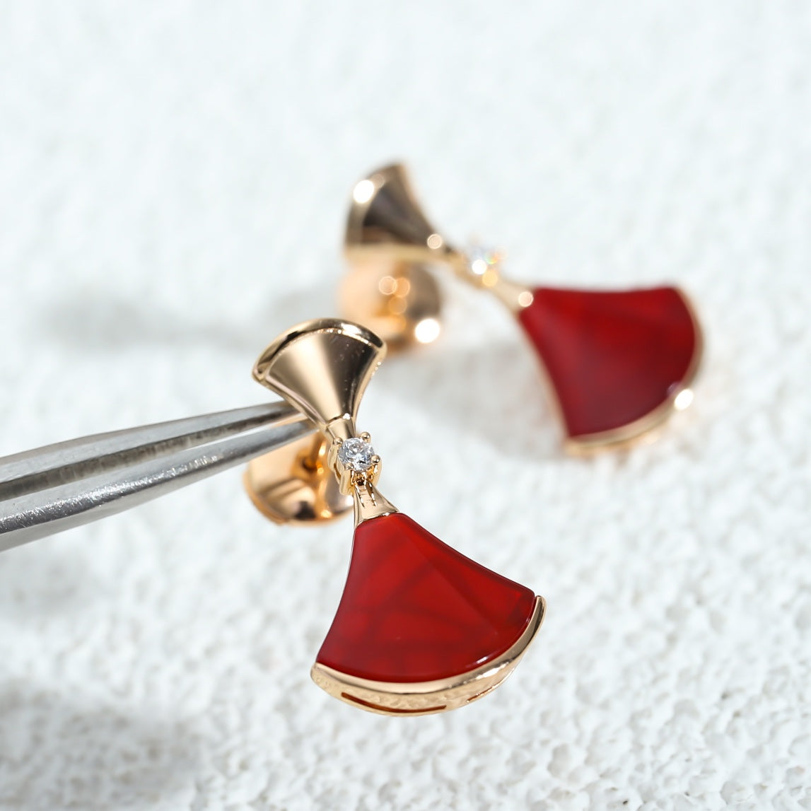 [Noble Jewelry]DREAM Carnelian PINK GOLD EARRINGS