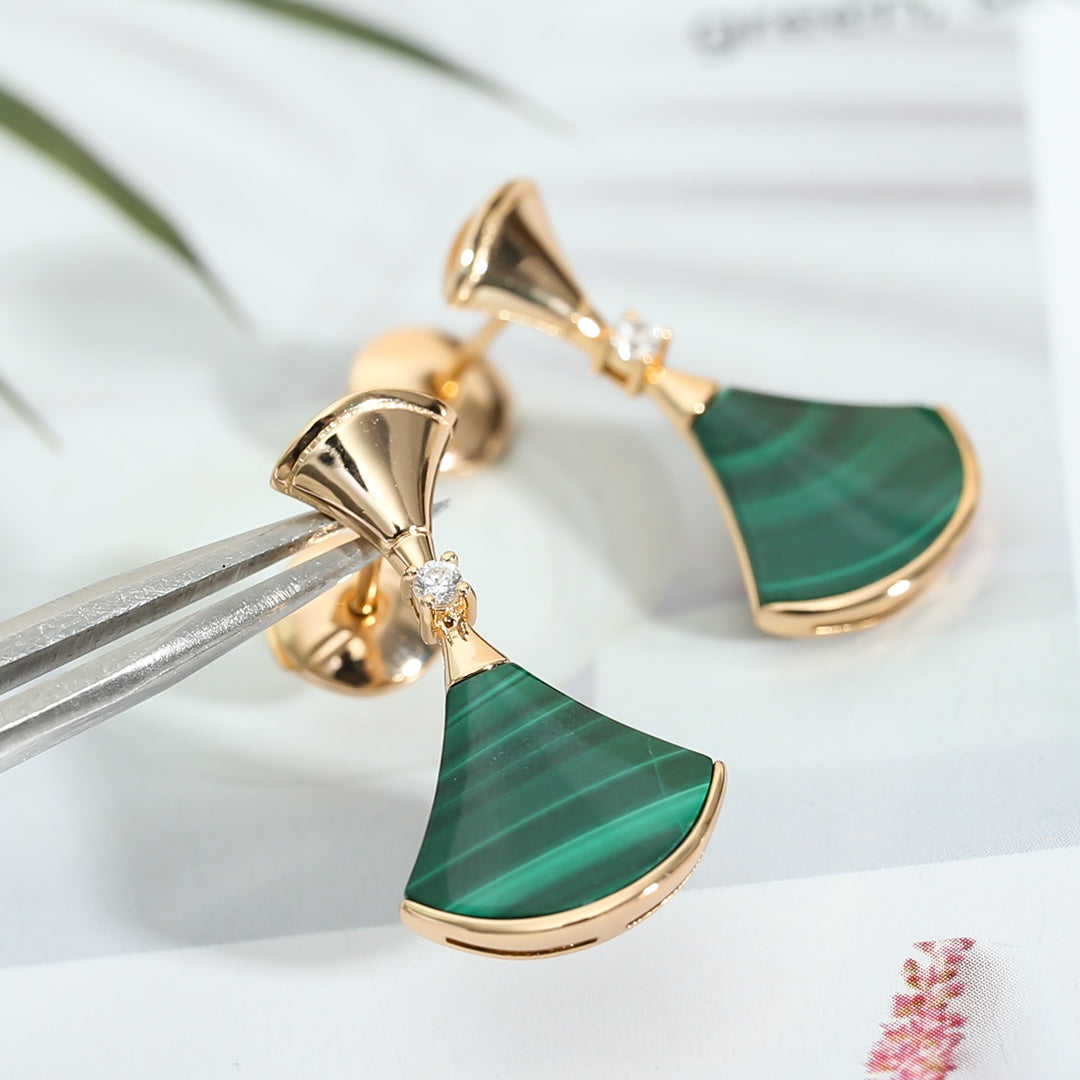 [Noble Jewelry]DREAM MALACHITE PINK GOLD EARRINGS