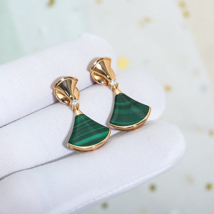 [Noble Jewelry]DREAM MALACHITE PINK GOLD EARRINGS