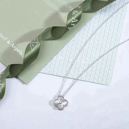 [Noble Jewelry]CLOVER  15MM DIAMOND LASER NECKLACE SILVER