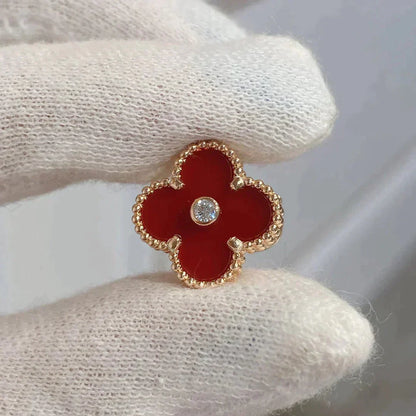 [Edler Schmuck]CLOVER MEDIUM 1 MOTIFS CARNELIAN DIAMOND Ohrringe