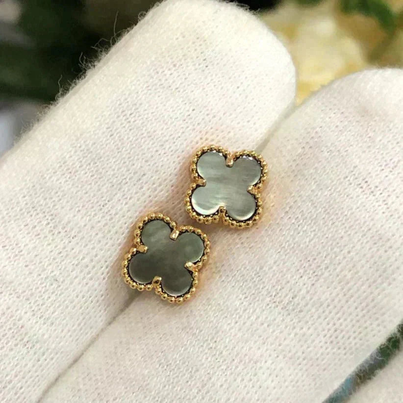 [Noble Jewelry]CLOVER MINI 9.5MM GRAY MOP EARRINGS