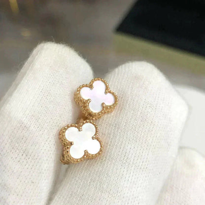 [Noble Jewelry]CLOVER MINI 9.5MM WHITE MOP EARRINGS