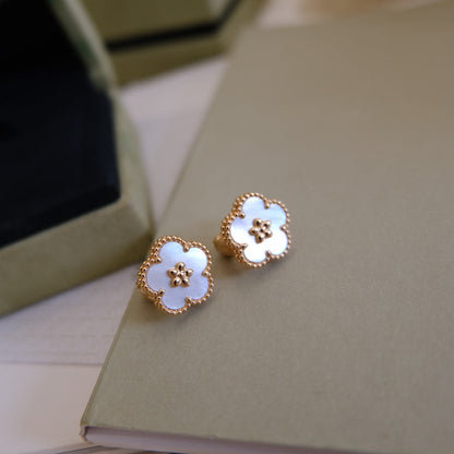 [Noble Jewelry]LUCKY PINK GOLD WHITE MOP EARRINGS