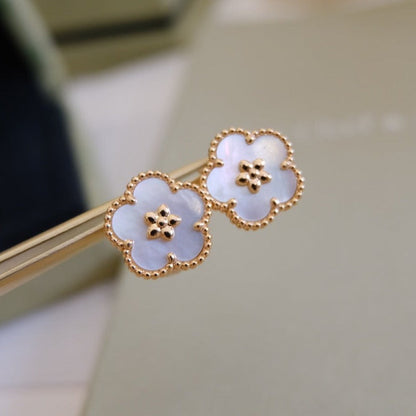 [Noble Jewelry]LUCKY PINK GOLD WHITE MOP EARRINGS