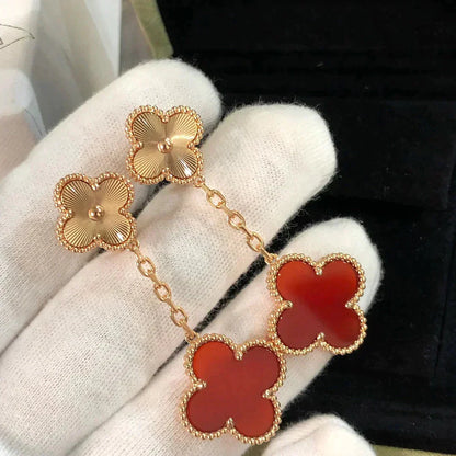 [Edler Schmuck] CLOVER 2 MOTIV LASER CARNELIAN OHRRINGE