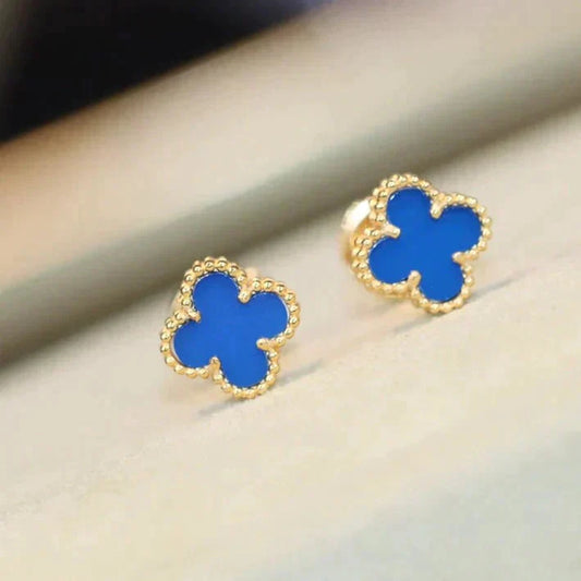 [Noble Jewelry]CLOVER MINI 9.5MM TURQUOISE EARRINGS