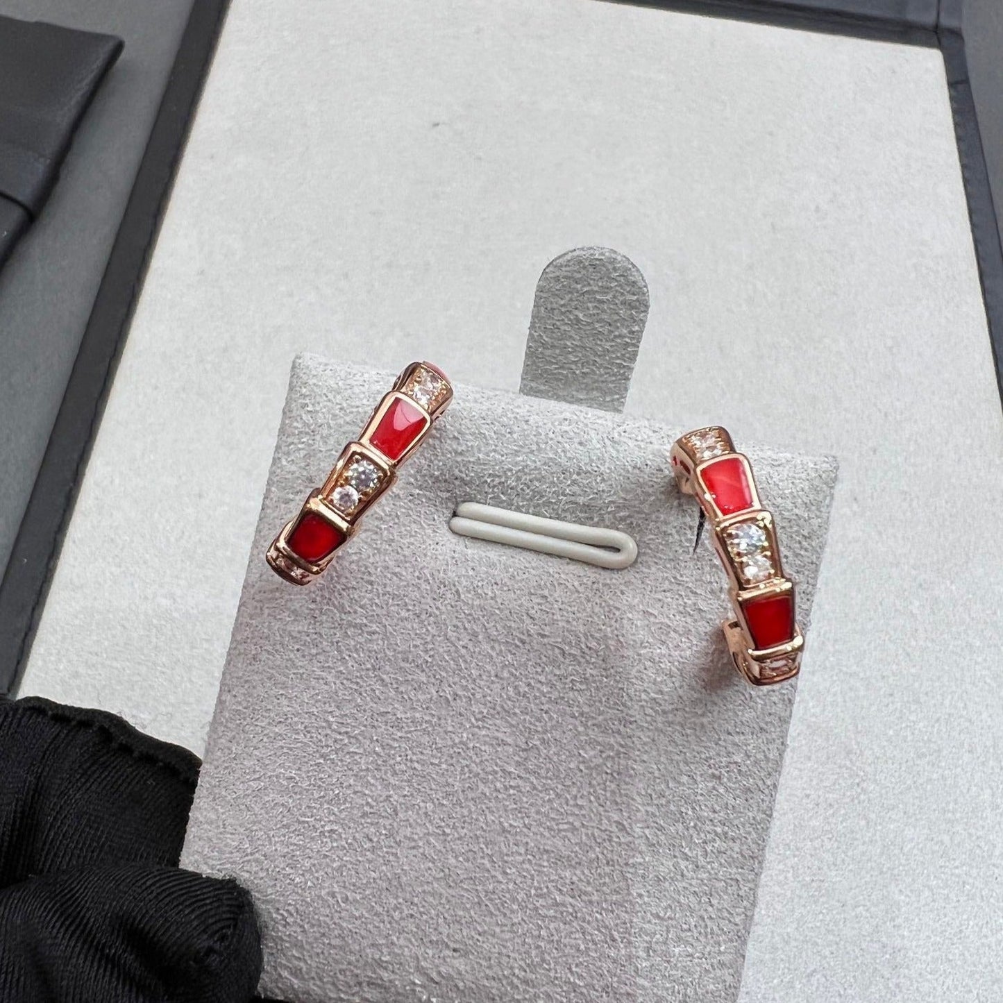 [Noble Jewelry]SERPENTI CARNELIAN PINK GOLD EARRINGS