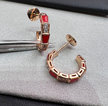 [Noble Jewelry]SERPENTI CARNELIAN PINK GOLD EARRINGS