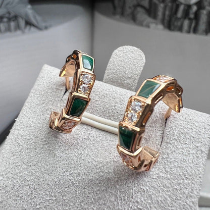 [Noble Jewelry]SERPENTI MALACHITE PINK GOLD EARRINGS