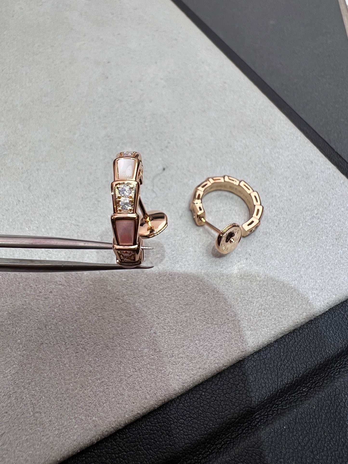 [Noble Jewelry]SERPENTI MOP PINK GOLD EARRINGS