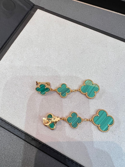 [Noble Jewelry]CLOVER MALACHITE 3 MOTIFS GOLD