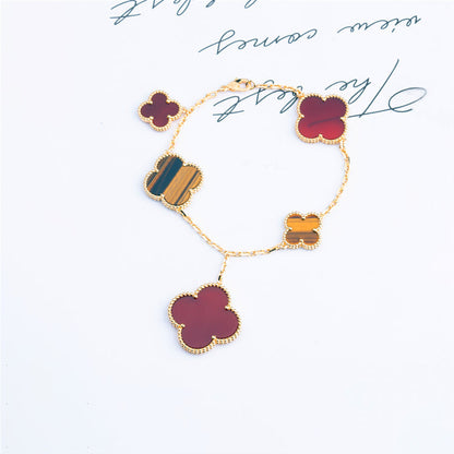 [Noble Jewelry]CLOVER BRACELET 5 MOTIFS CARNELIAN TIGER EYE