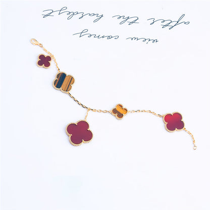 [Noble Jewelry]CLOVER BRACELET 5 MOTIFS CARNELIAN TIGER EYE