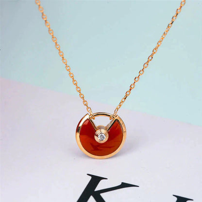 [Noble Jewelry]AMULETTE GOLD CARNELIAN ONYX NECKLACE