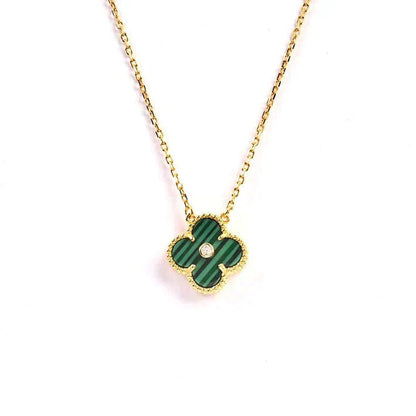 [Noble Jewelry]CLOVER 15MM DIAMOND TURQUOISE NECKLACE