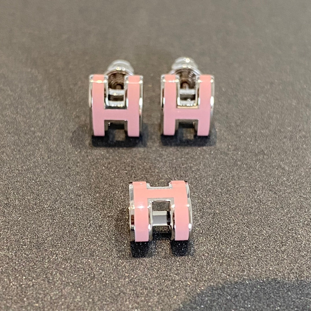 [Noble Jewelry]MINI POP H SILVER EARRINGS PINK