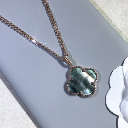 [Noble Jewelry]CLOVER 25MM GOLD DARK MOP BIG CLOVER NECKLACE