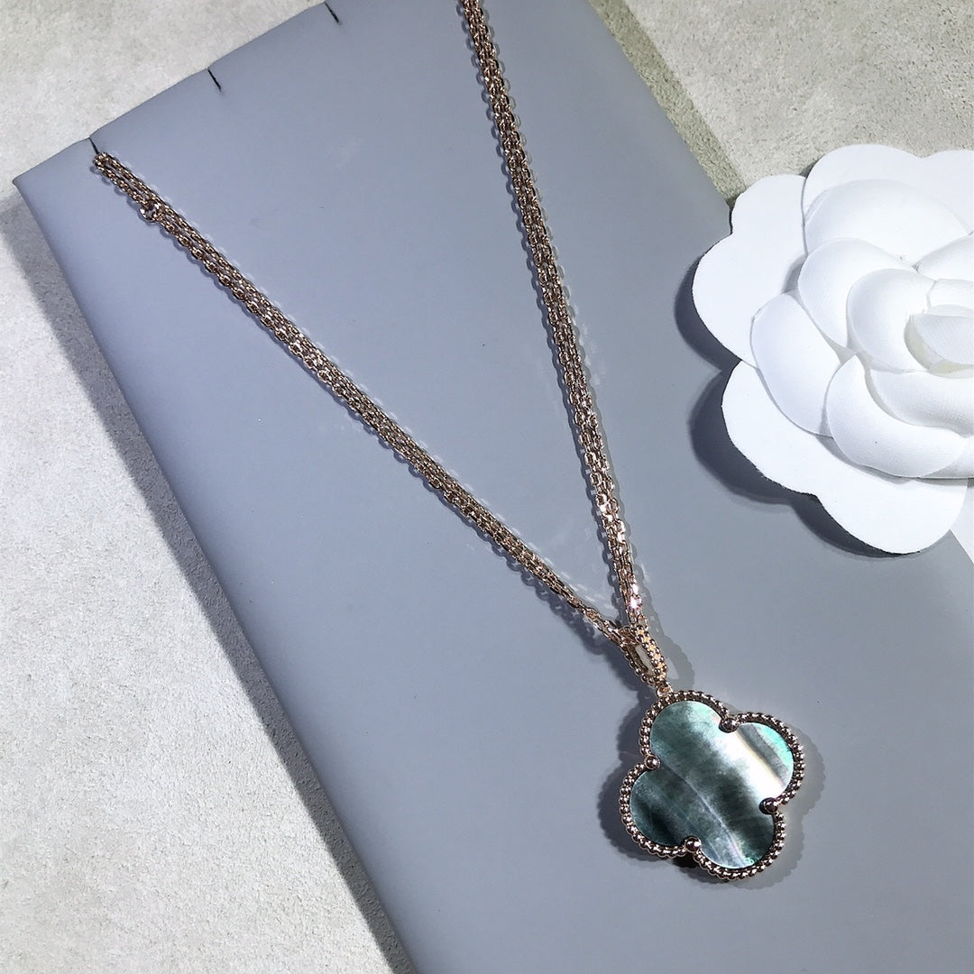 [Noble Jewelry]CLOVER 25MM GOLD DARK MOP BIG CLOVER NECKLACE